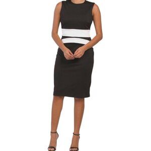 Alexia Admor NWT $110 Color Block Sheath Dress,  Black Ivory Women's Size L